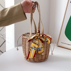 straw female large capacity new summer beach shoulder basket bucket bag18*15*16cm