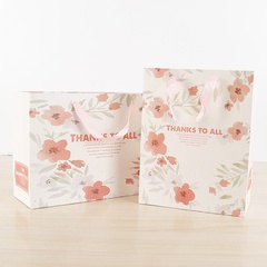 Korean colorful flowers pink gift bag clothing shopping tote paper bag printing gift packaging bag
