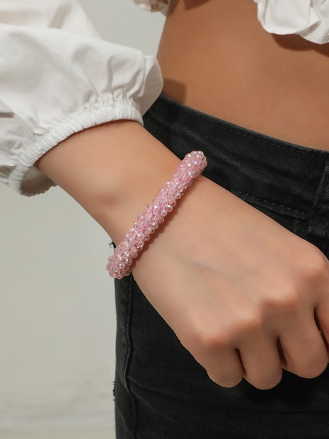 Fashion Pink Crystal Bracelet Handmade Bracelet Women's discount tags
