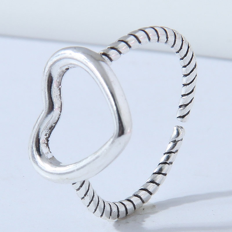 fashion simple hollow heart fine open copper ring