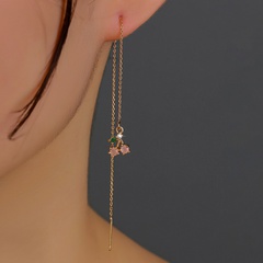 new cherry element pendant copper inlaid zircon tassel pierced earrings