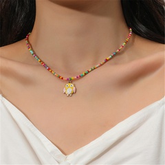 Collier pendentif hibou perlé acrylique arc-en-ciel coloré femmes