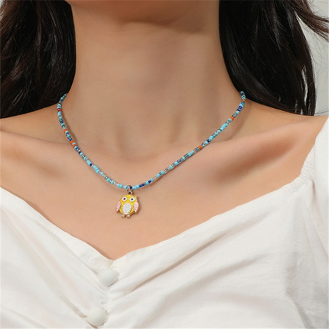 Modische Acryl-Perlen-Eulenanhänger-Halskette für Frauen's discount tags
