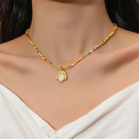 Mode Acryl Perlen Eule Anhänger kreative Halskette Frauen's discount tags