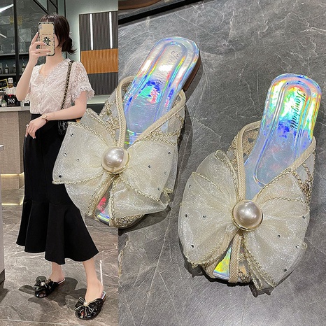 fashion new Korean version rhinestone buckle women's low-heeled sandals's discount tags