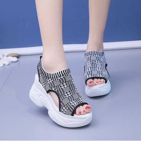 new solid color platform high-heeled thick-soled sports women's sandals's discount tags