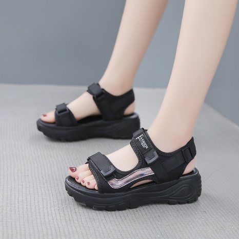 new color-blocking fashion muffins open toe casual velcro women's sandals's discount tags