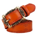 Twocolor womens retro cowhide new wide embossed pattern casual belt leatherpicture7