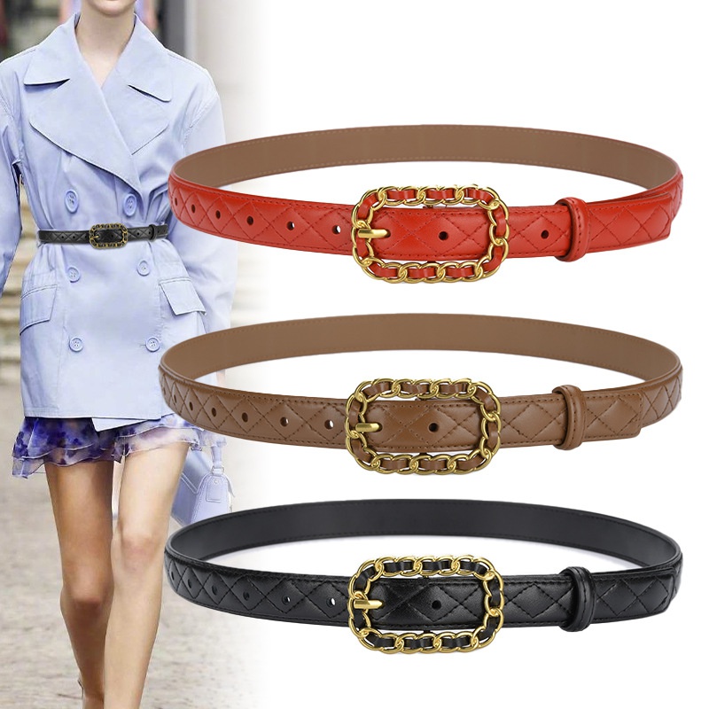 New sponge leather womens  casual womens twolayer pants belt wholesale