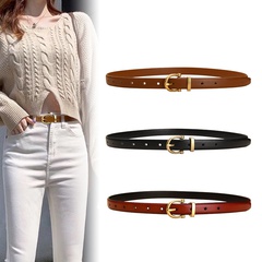 Fashion leather women's retro simple fashion thin jeans belt wholesale
