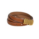 Brown leather retro belt womens new jeans decorative twolayer cowhidepicture10