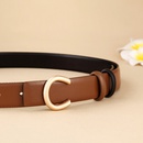 Ladies Double Sided Available Internal Buckle Simple Thin Belt Cowhidepicture7