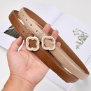 flowershaped diamond buckle leather twolayer cowhide belt womens decorativepicture2