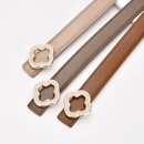 flowershaped diamond buckle leather twolayer cowhide belt womens decorativepicture3