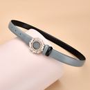 Leather ladies inlaid crystal diamond square buckle decorative belt womens smoothpicture8