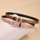 Leather ladies inlaid crystal diamond square buckle decorative belt womens smoothpicture9