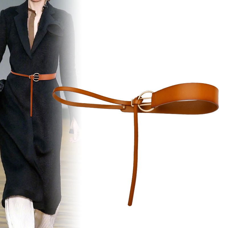 Spot knotted leather womens fashion decorative windbreaker belt