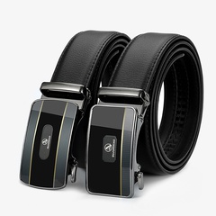Two-layer leather new automatic buckle casual men's belt