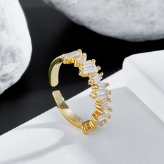 fashion jewelry micro-set zircon wave-shaped opening adjustable ring female copper