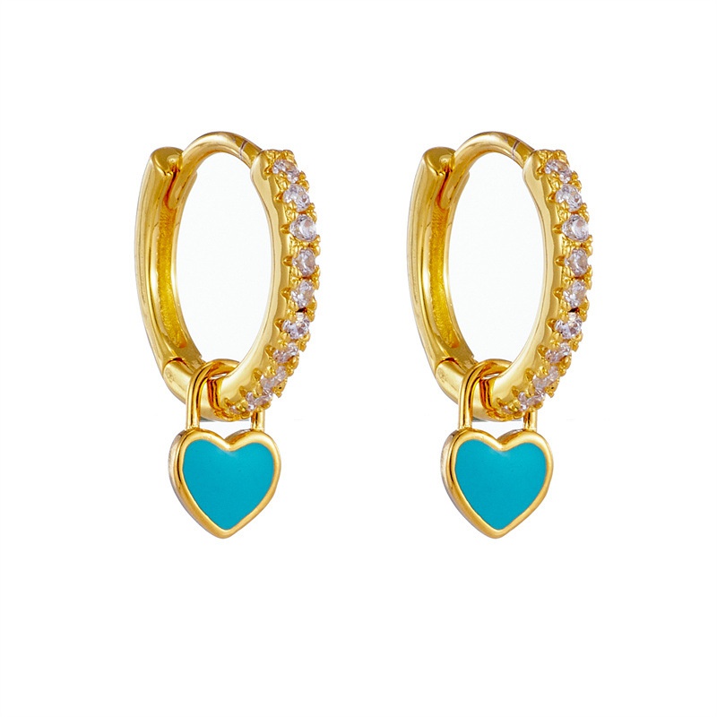 fashion heartshaped earrings ear buckle drop oil copper earrings