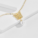 fashion 14k gold simple pearl butterfly zircon copper necklacepicture7