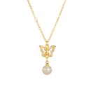 fashion 14k gold simple pearl butterfly zircon copper necklacepicture10
