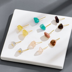 fashion creative jewelry new multicolor stone copper stud earrings wholesale