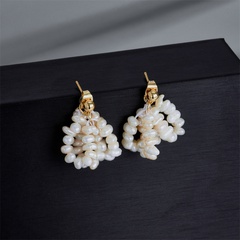 new baroque ladies electroplating real gold natural freshwater pearl earrings