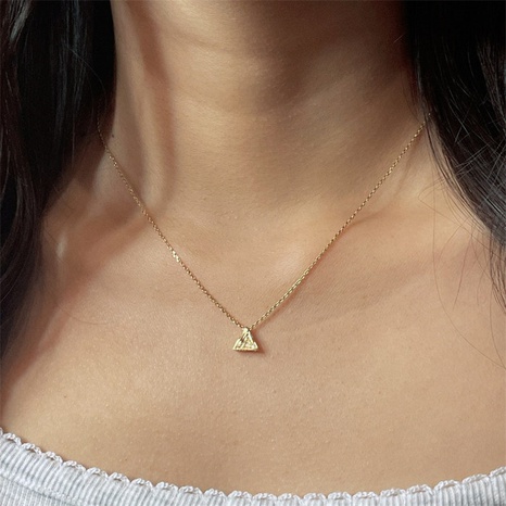 fashion plated 14K gold triangle necklace simple copper clavicle chain NHYIN660215's discount tags