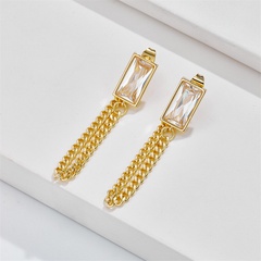fashion chain zircon earrings female electroplating 14K real gold earrings