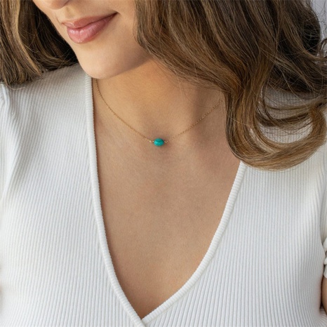 Fashion Geometric Turquoise Clavicle Chain Simple Copper Necklace  NHYIN660218's discount tags