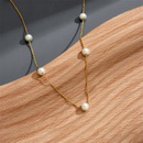 fashion pearl necklace retro copper plated 14k gold copper clavicle chainpicture3