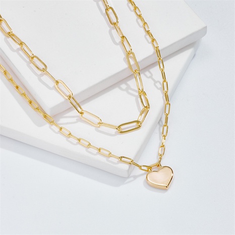 fashion heart-shaped pendant copper plated gold simple copper necklace's discount tags
