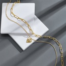 Fashion Microencrusted Zircon Simple Heartshaped Copper Necklacepicture3