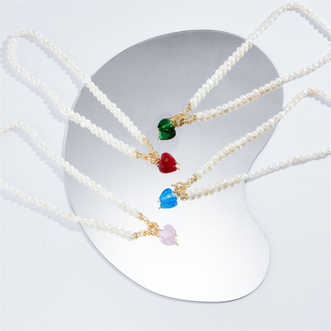 fashion heart-shaped natural freshwater pearl copper necklace's discount tags
