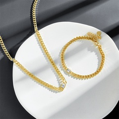 collier de bracelet de zircon de mode collier de cuivre plaqué or 14 carats simple