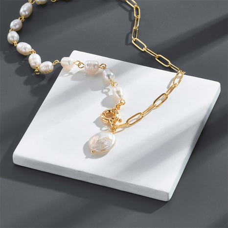 fashion freshwater pearl necklace simple copper collarbone chain's discount tags