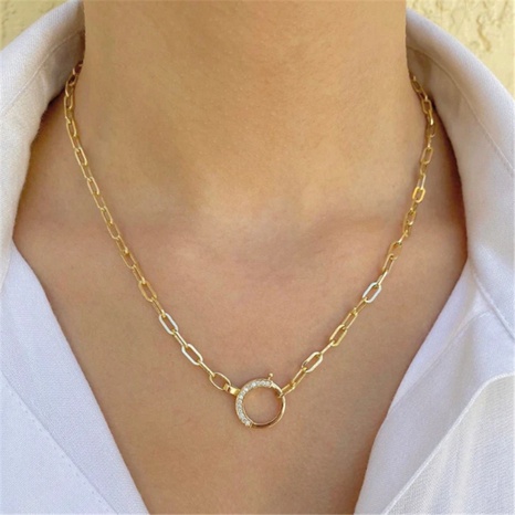 fashion 14k necklace simple copper zircon clavicle chain NHYIN660255's discount tags