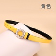 Leather ladies inlaid crystal diamond square buckle decorative belt womens smoothpicture15