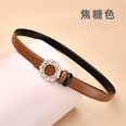 Leather ladies inlaid crystal diamond square buckle decorative belt womens smoothpicture16