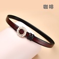 Leather ladies inlaid crystal diamond square buckle decorative belt womens smoothpicture18
