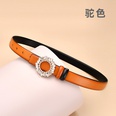 Leather ladies inlaid crystal diamond square buckle decorative belt womens smoothpicture22