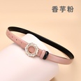 Leather ladies inlaid crystal diamond square buckle decorative belt womens smoothpicture23