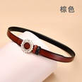 Leather ladies inlaid crystal diamond square buckle decorative belt womens smoothpicture25