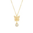 fashion 14k gold simple pearl butterfly zircon copper necklacepicture15