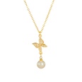 fashion 14k gold simple pearl butterfly zircon copper necklacepicture16