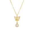fashion 14k gold simple pearl butterfly zircon copper necklacepicture17