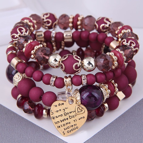 bohemian ethnic style metal peach heart resin multi-layer bracelet NHSC672710's discount tags