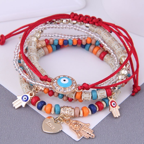 fashion eyebrows eyes palms beads ladies multi-layer bracelet's discount tags