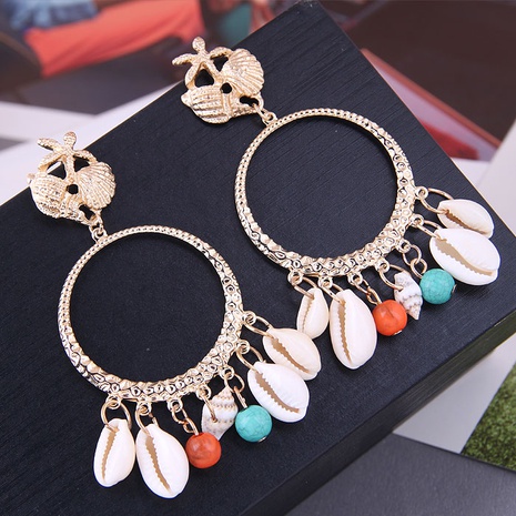 fashion seashell style bohemian shell metal drop earrings's discount tags